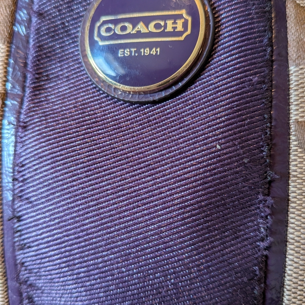 Coach Signature Brown & Purple Satchel Tote Bag - Picture 3 of 9